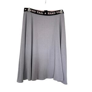 Hard Tail Gray Ribbed Jersey A-Line Elastic Waist Midi Skirt Size Medium